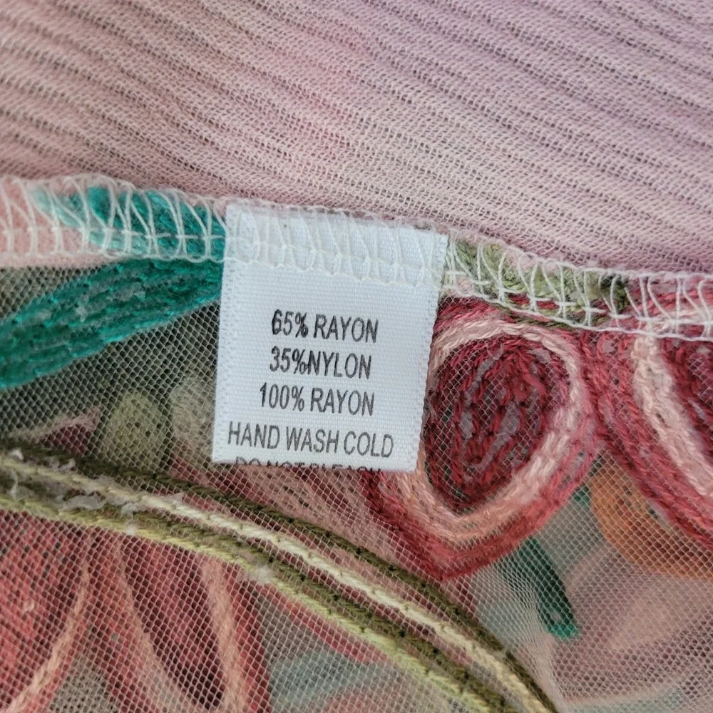 Wonderland by Orange Women's Size S Sheer Duster Cardigan‎ Pink Floral Mesh
